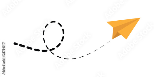 Paper plane with dotted line, Origami paper airplane, Travel symbol, vector illustration in eps 10.