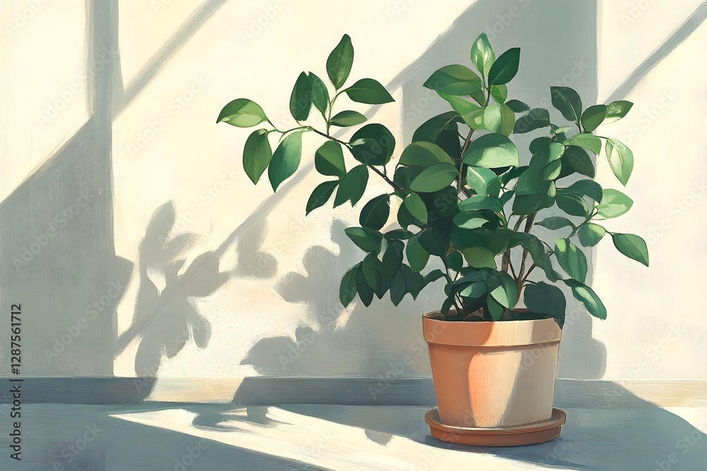 Fototapeta premium Green plant wall in minimalist living room