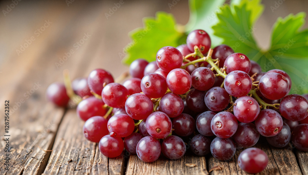 Freshly picked wine grapes on wooden table, natural bounty Freshly picked wine grapes on wooden table, natural bounty