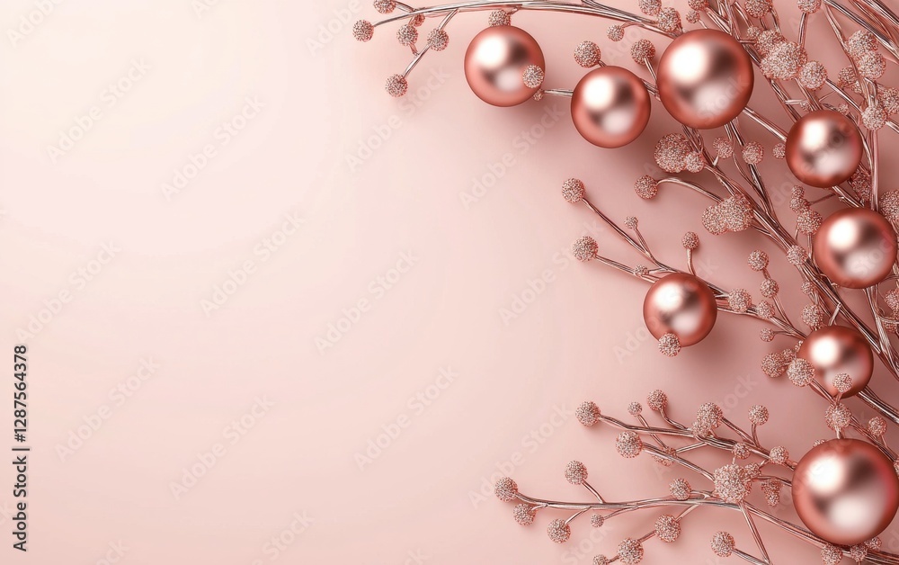 Fototapeta premium Easter Rose Gold 3d background minimalistic mockup with space for text