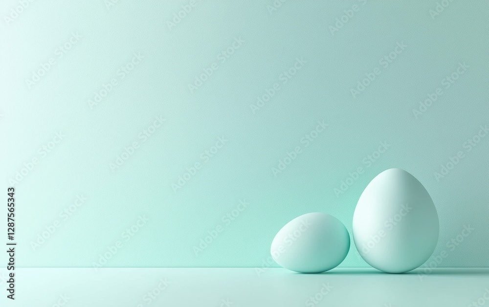Easter Teal 3d background minimalistic mockup with space for text Easter Teal 3d background minimalistic mockup with space for text