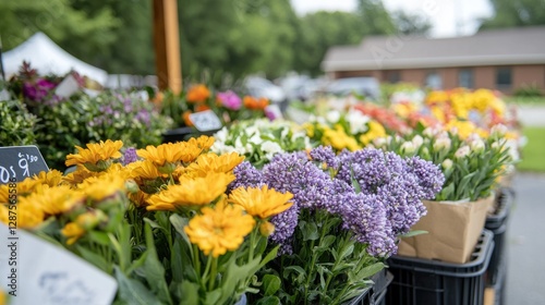 Wallpaper Mural Colorful flower display at a market stall Torontodigital.ca