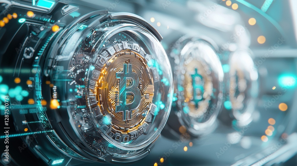 Obraz premium Exploring the Fusion of Timeless Value with Modern Technology: A Close Look at Cryptocurrency on a Watch Face