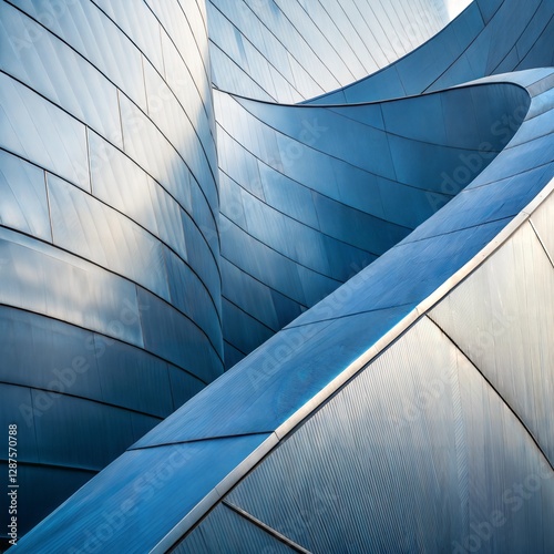 Modern Architectural Design of a Metal Building Facade, abstract background of modern architecture