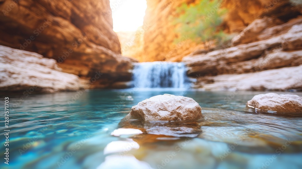 Canyon Waterfall Pool, Sunlight, Rocks, Waterfalls Canyon Waterfall Pool, Sunlight, Rocks, Waterfalls