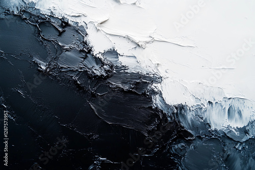 Elegant black and white oil painting with smooth strokes and soft contrasts, creating a modern minimalistic artwork that enhances interior spaces with light interplay and subtle beauty