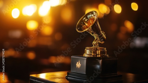 Grammy Award Golden Trophy on a Dark Surface