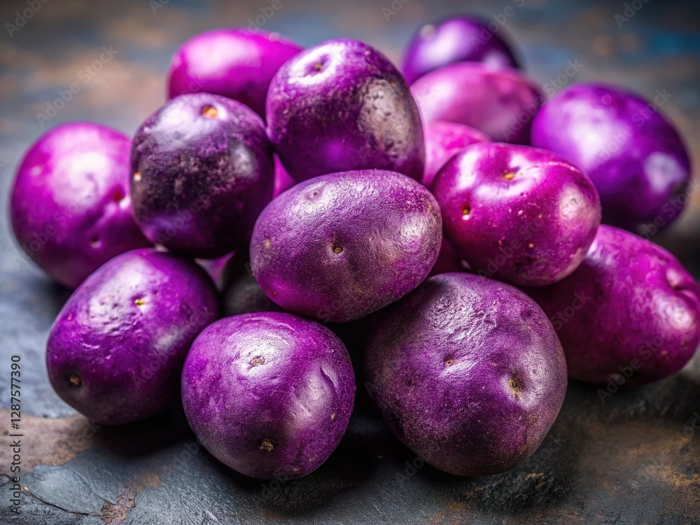 Vibrant Purple Potatoes Studio Shot: High-Res Food Photography Vibrant Purple Potatoes Studio Shot: High-Res Food Photography