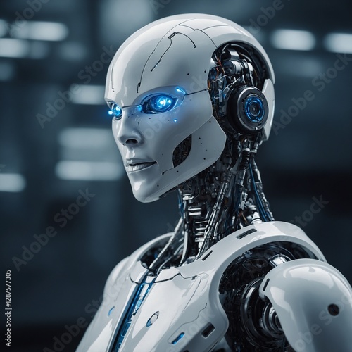 blue screen robot cyborg