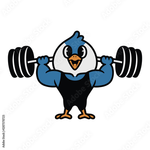 Cute Bird Weightlifter Showing Strength and Fitness