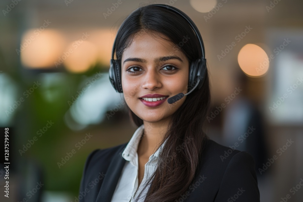 portrait of a smiling indian woman customer service agent portrait of a smiling indian woman customer service agent