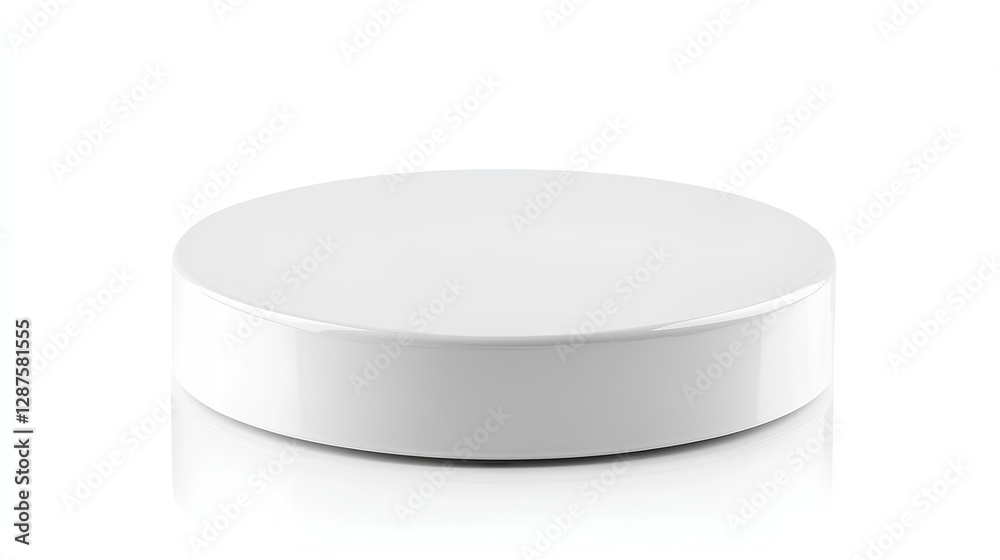 White podium isolated on transparent background. Empty product presentation pedestal display stand White podium isolated on transparent background. Empty product presentation pedestal display stand