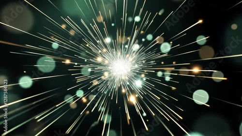 Sparkling Fireworks Light Show Green and Gold 4K Video