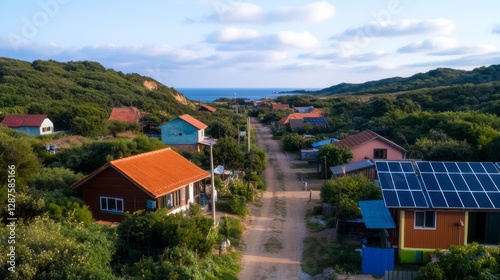 Wallpaper Mural Coastal Village Homes, Elevated View, Dirt Road Torontodigital.ca