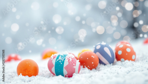 snow and easter eggs