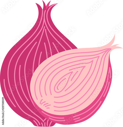 Shallots vegetable Raw Food Illustration Flat Color