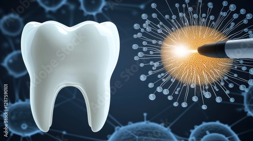 Dental health research tooth anatomy and bacterial interaction laboratory infographic scientific analysis