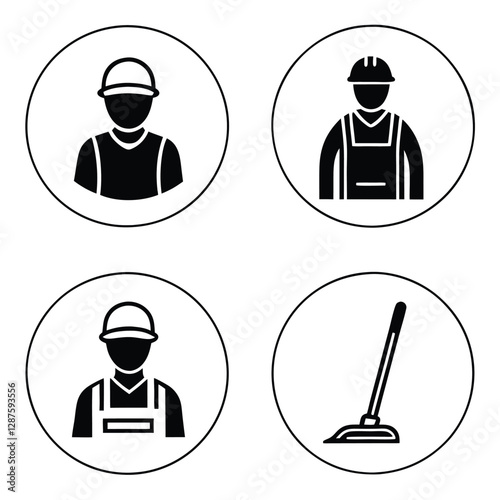 Vacuum Cleaner Worker Sign Set