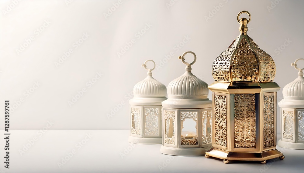 Luxury white background islamic ramadan eid al fitr adha concept