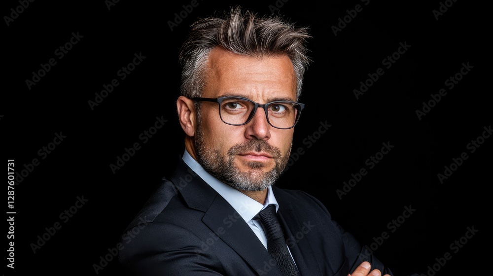 Businessman Portrait Against Black Background. Possible use Stock Photo Businessman Portrait Against Black Background. Possible use Stock Photo