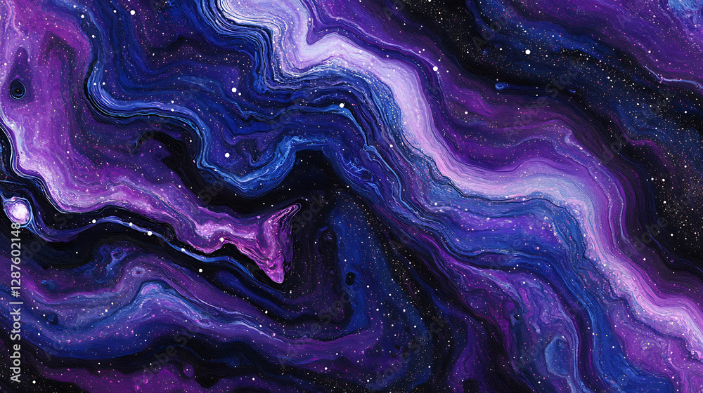 Abstract Cosmic Galaxy with Swirling Purple and Blue Nebulae and Scattered Stars Abstract Cosmic Galaxy with Swirling Purple and Blue Nebulae and Scattered Stars