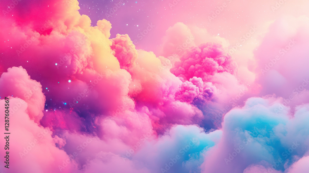 Fototapeta premium Dreamy pastel colored clouds shifting in vibrant sky create serene atmosphere