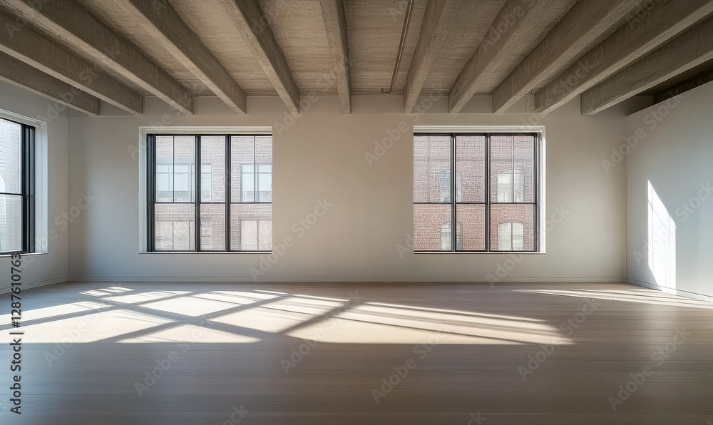 Fototapeta premium Spacious empty room with natural light in modern urban setting