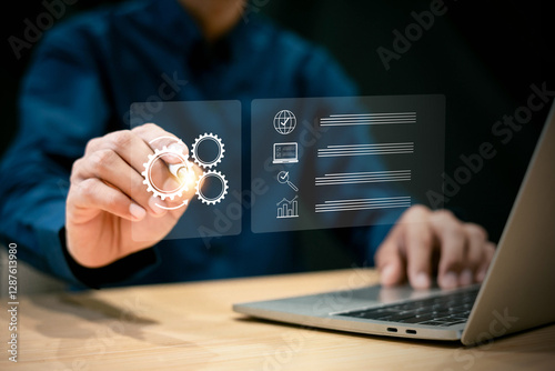Digital Automation and Business Optimization Concept.  workflow development Business process management and workflow automation diagram .