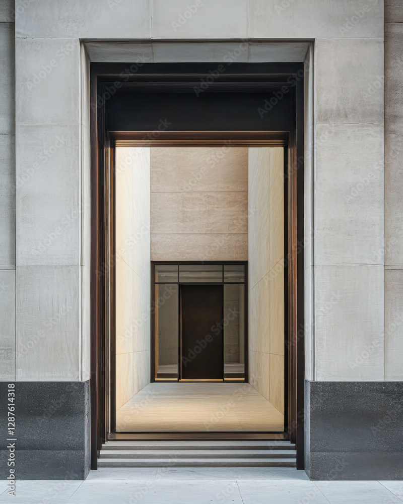 Fototapeta premium Intriguing architectural passageway features clean lines and modern design in a city setting