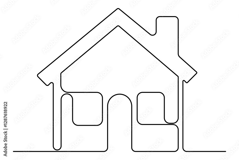 Continuous one line House concept outline isolated on white background illustration
Continuous one line House concept outline isolated on white background illustration