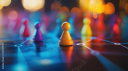 Strategic Game Pieces on Illuminated Board: Network, Competition, and Strategy