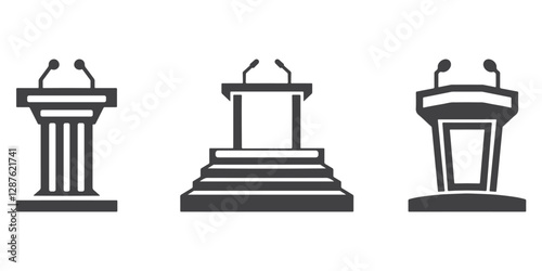 Professional Tribune Logo Icons Silhouette Vector Illustration