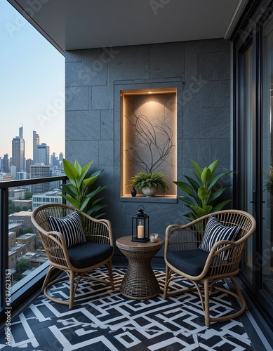 modern balcony with modern furniture