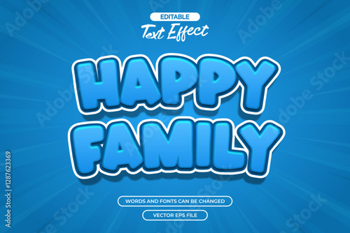 Happy family editable text effect with blue comic background