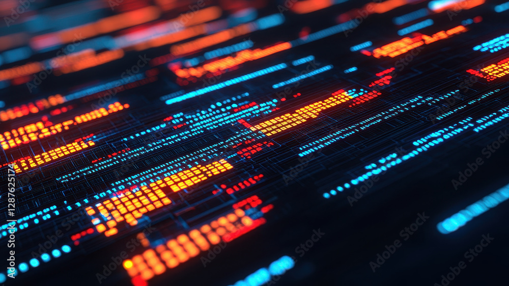 Digital data streams with vibrant neon colors create mesmerizing visual effect Digital data streams with vibrant neon colors create mesmerizing visual effect