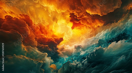 Wallpaper Mural Dramatic Abstract Cloudscape with Fiery Orange and Deep Blue Swirling Clouds

 Torontodigital.ca