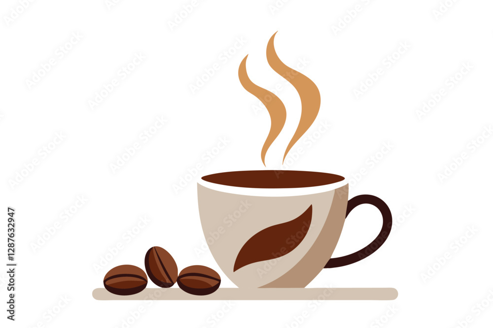 Obraz premium Minimalist cup of coffee vector illustration, perfect for branding, menus, and digital designs.
