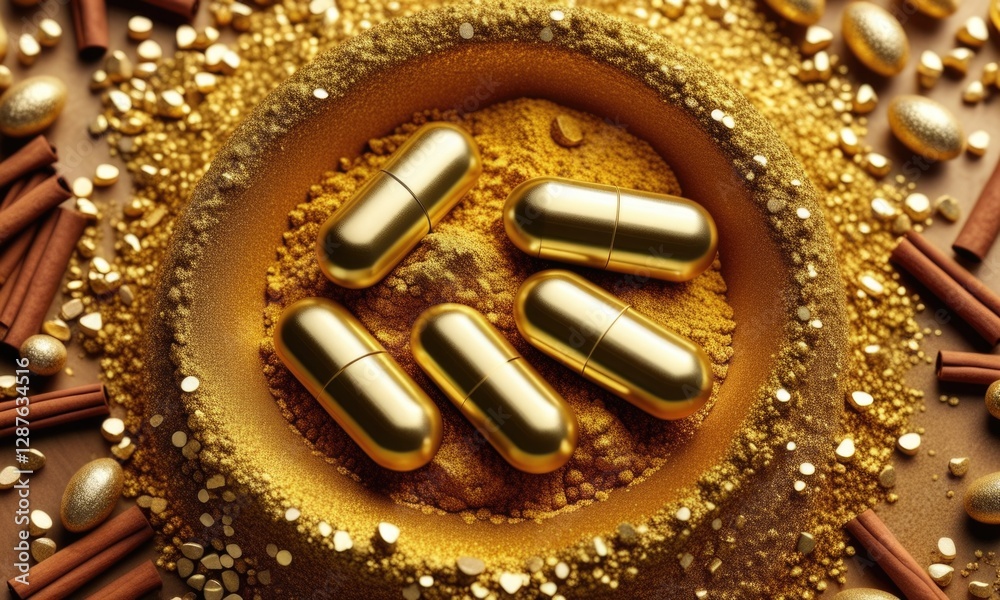 custom made wallpaper toronto digitalLuxurious golden capsules amidst shimmering spice and grain display