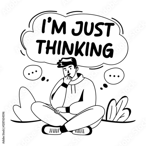 A glyph illustration of ruminating character