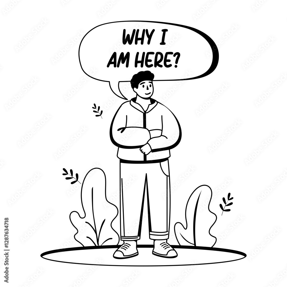 A glyph illustration of self questioning character A glyph illustration of self questioning character