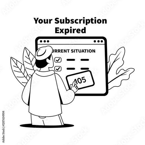 Subscription expired illustration of a character in glyph style 
