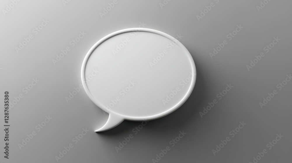 Minimalist white speech bubble pin design digital render modern environment studio viewpoint communication concept Minimalist white speech bubble pin design digital render modern environment studio viewpoint communication concept