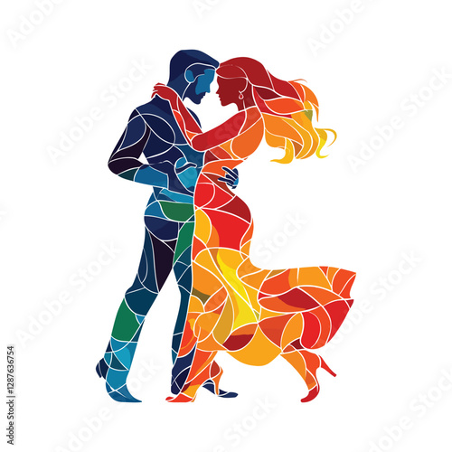 A salsa pair dancing energetically colorful vector