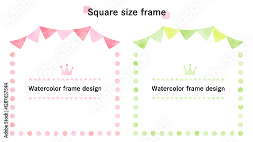 square frame-9-3. ウォーターカラーのフレーム。インスタなどのタイトルや見出しに使える水彩で描いた正方形の枠。