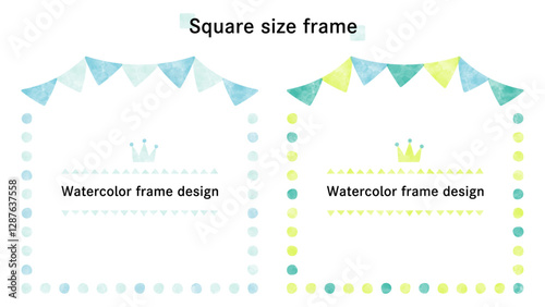 square frame-9-2. ウォーターカラーのフレーム。インスタなどのタイトルや見出しに使える水彩で描いた正方形の枠。