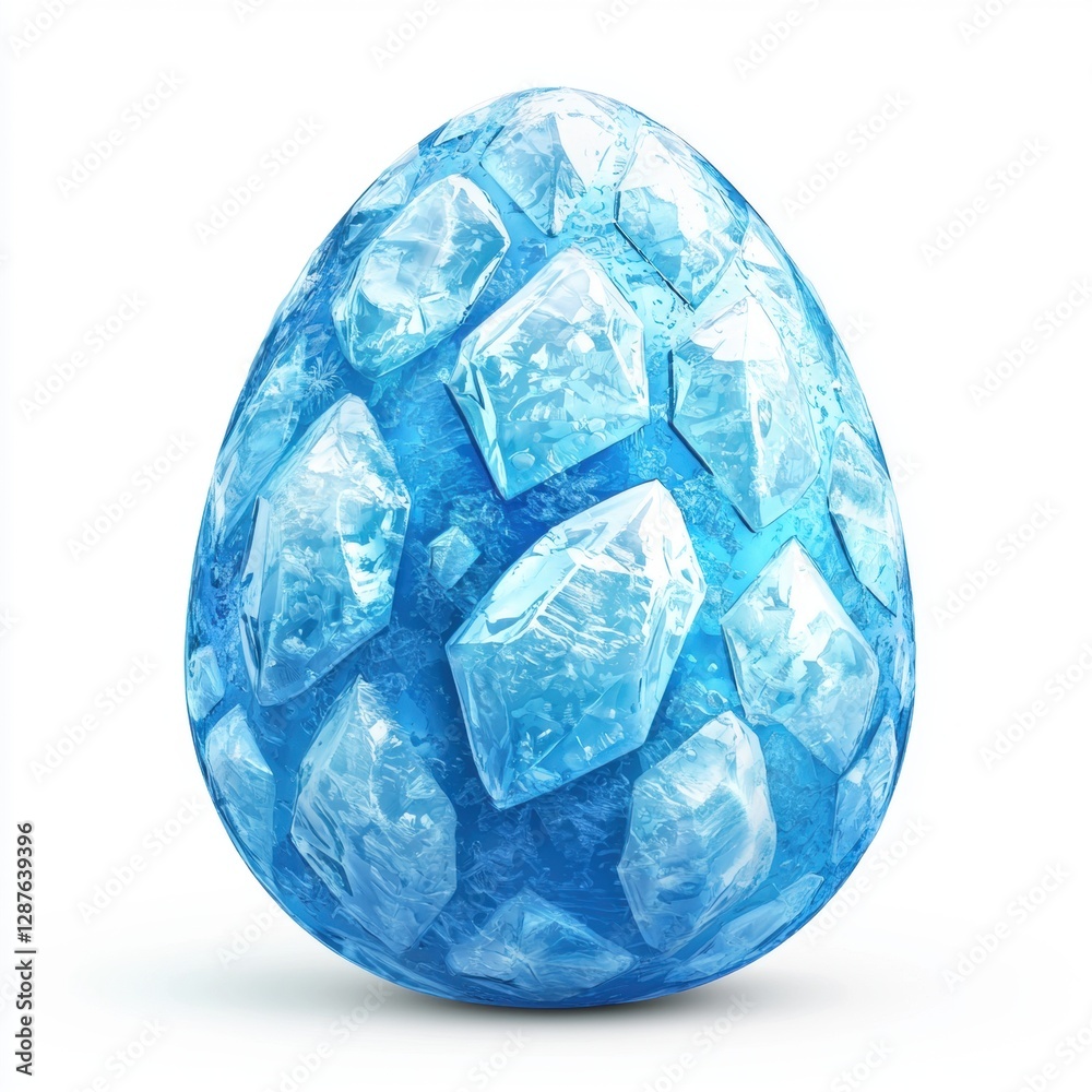 Easter egg made of frost ice crystals isolated on white background Easter egg made of frost ice crystals isolated on white background
