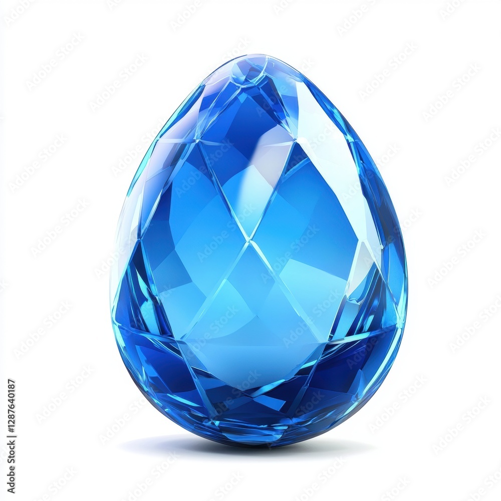 Easter egg made of sapphire isolated on white background Easter egg made of sapphire isolated on white background