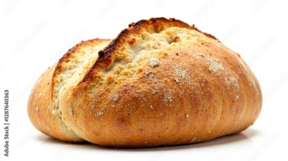 A golden-brown artisan loaf of freshly baked bread, with a crusty exterior and soft interior, perfect for sandwiches or enjoying with soup A golden-brown artisan loaf of freshly baked bread, with a crusty exterior and soft interior, perfect for sandwiches or enjoying with soup