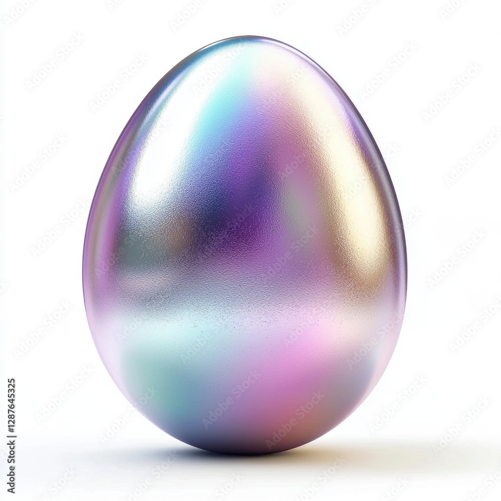Obraz premium Easter egg with iridescent pearl shimmer isolated on white background