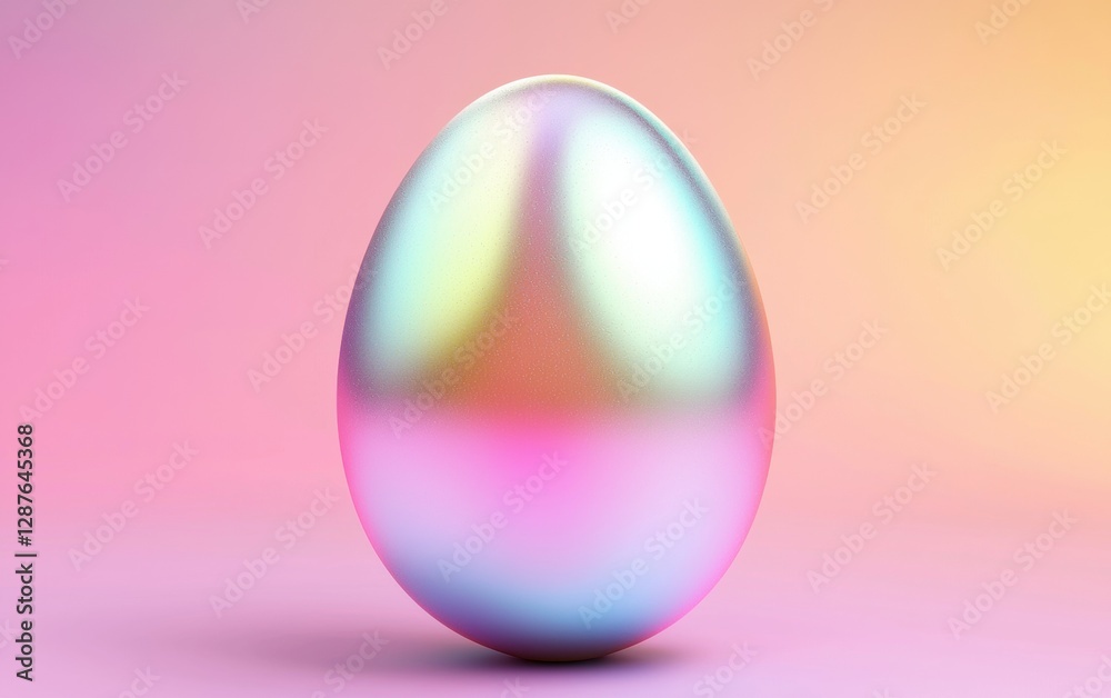 Easter egg with iridescent pearl shimmer on a colorful background Easter egg with iridescent pearl shimmer on a colorful background